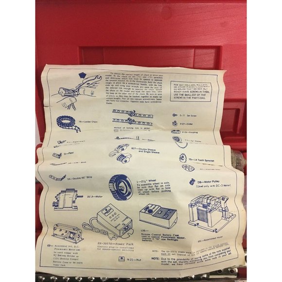 1970s Erector Set Plastic case motor parts instructions only 3 wheels - Picture 6 of 8